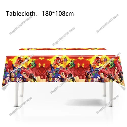 Anime Game Theme Party Supplies Flag Pull Banner Cake Topper Balloon Set Kid Girl Boy Happy Birthday Party Baby Shower Decor