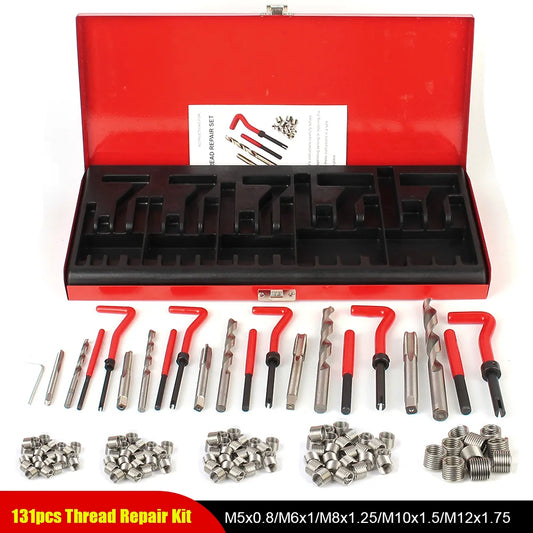 88/131pcs Car Repair Tools Screwdriver Screw Bolt Driver Engine Block Restoring M5 M6 M8 M10 M12 Thread Set Vehicles Accessories