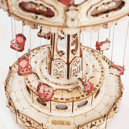 Robotime Rokr Swing Ride DIY Music Box Building Block Amusement Park Series for Kids Adults Gift Easy Assembly 3D Wooden Puzzle