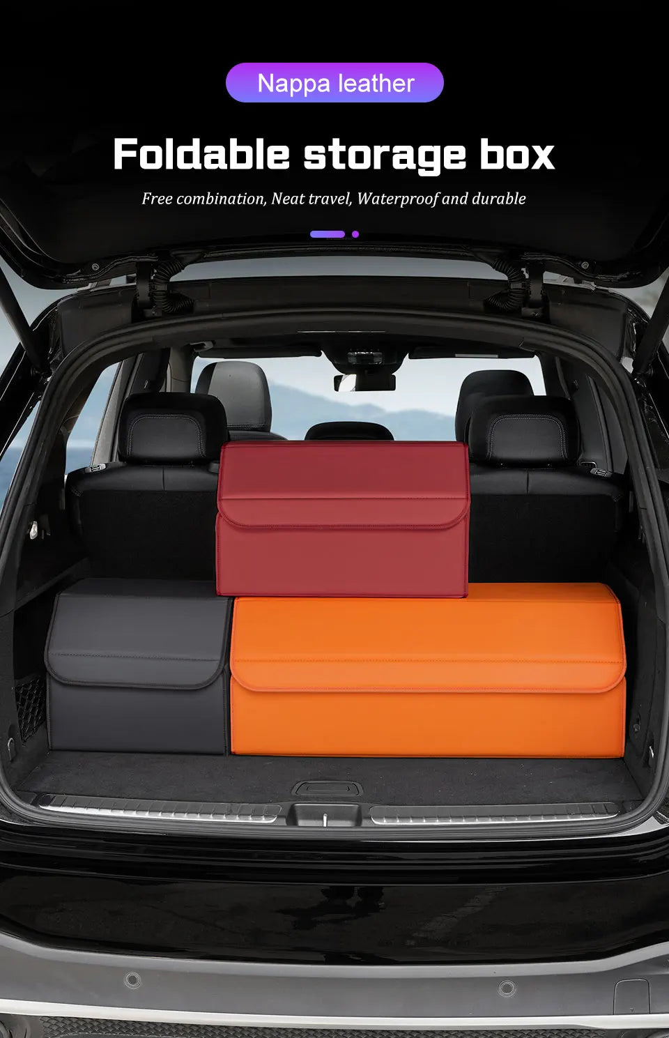 Portable Car Trunk Organizer Box Large Capacity Leather Foldable Storage Box Multifunctional Auto Organizer Bag Car Accessories
