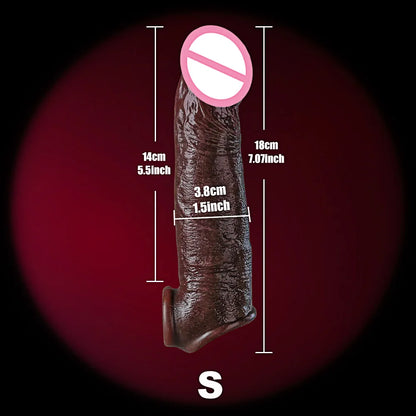 Realistic Super Huge Penis Sleeve Big Growth Penis Delayed Ejection Extend Penis Reusable Enlarger Silicone Condom Male Sex Toy