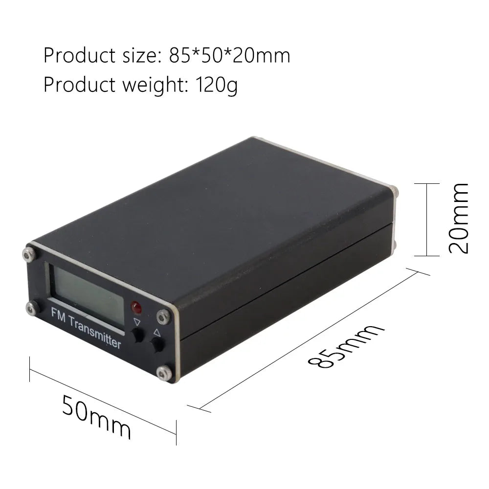 0.5W FM Transmitter 76-108MHz 2KM Range LCD Stereo, 3.5mm AUX USB-C Wireless Audio Broadcast For Car & Church