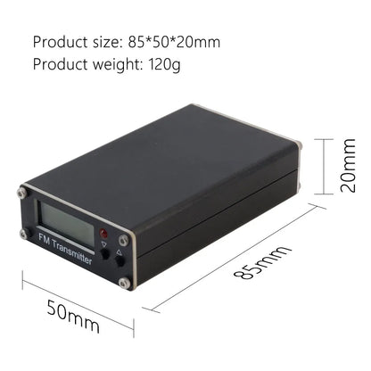 0.5W FM Transmitter 76-108MHz 2KM Range LCD Stereo, 3.5mm AUX USB-C Wireless Audio Broadcast For Car & Church