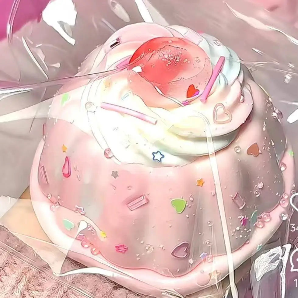 Cream Strawberry Big Pudding Silicone Stress Relief Toy, Slow Rebound Cute Squishy, Stress Reliever for Students