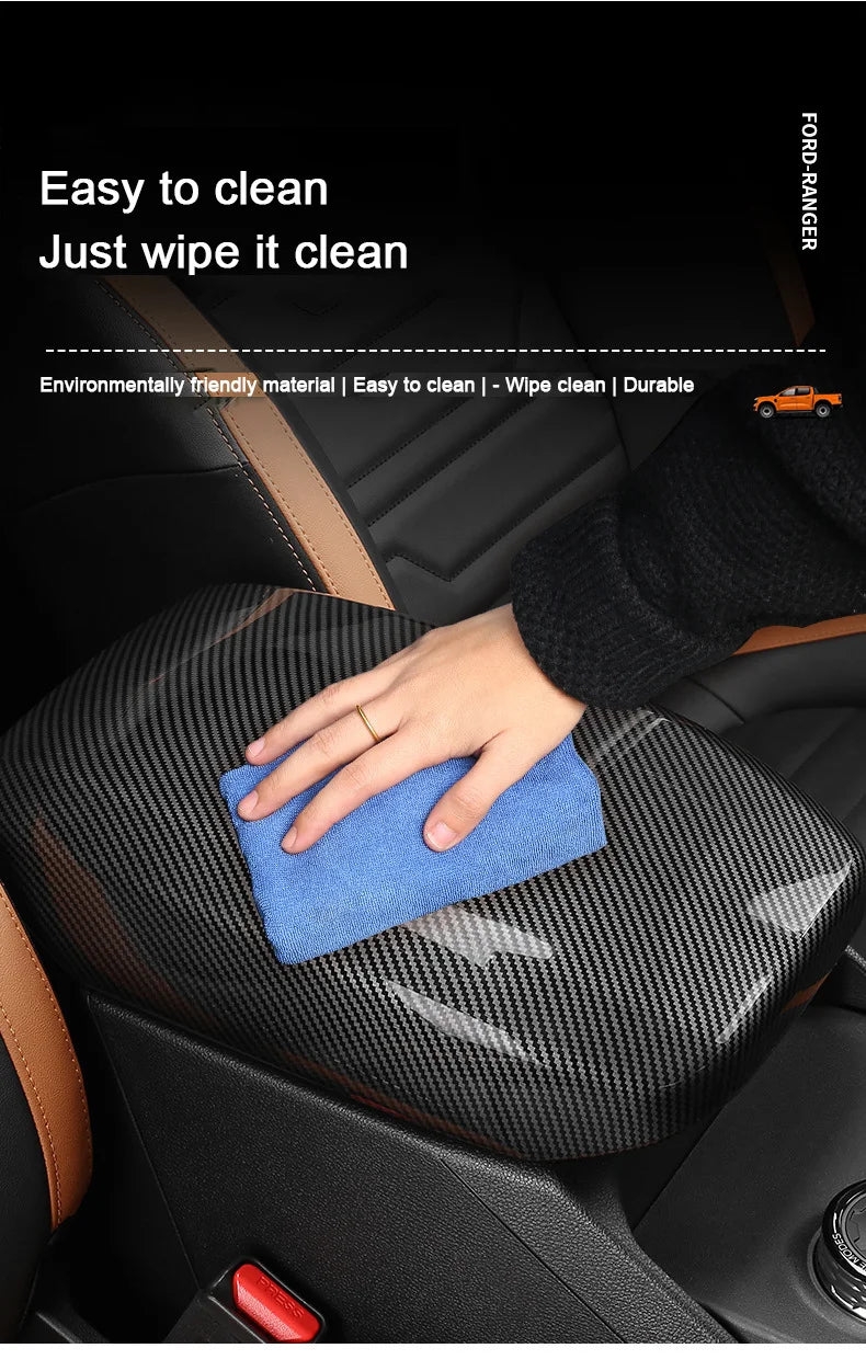 Carbon Fiber Car Interior Overlay Accessories For Ford Ranger Raptor Wildtrak T9 2022-2025, Central Gear Shift Panel Door Trim