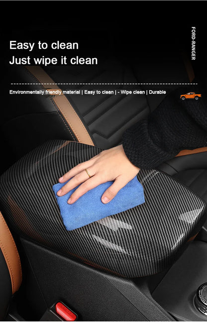 Carbon Fiber Car Interior Overlay Accessories For Ford Ranger Raptor Wildtrak T9 2022-2025, Central Gear Shift Panel Door Trim