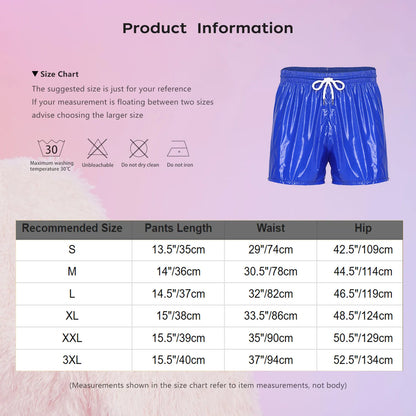 Mens Waterproof Jogging Pants Shiny Y2K Track Baggy Glossy Pants Hip Hop Dance Trousers Quick-dry Swim Shorts Sports Swimsuit