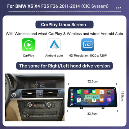 1920*720 Multimedia Touch Screen For BMW X3 F25 X4 F26 2011-2016 Wireless Carplay Display Android Auto Car Radio Player