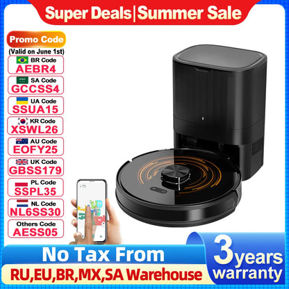 ABIR K30 Robot Vacuum Cleaner, Auto-Empty Station, Laser Lidar, 6500PA Suction,Multi-Floor Maping, Smart Home Wet Dry Appliance