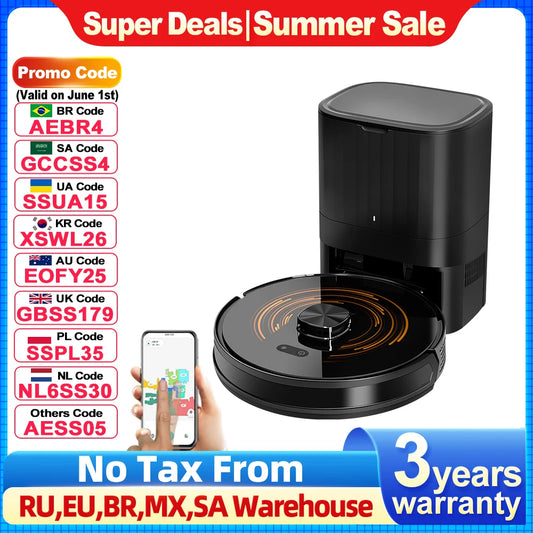 ABIR K30 Robot Vacuum Cleaner, Auto-Empty Station, Laser Lidar, 6500PA Suction,Multi-Floor Maping, Smart Home Wet Dry Appliance