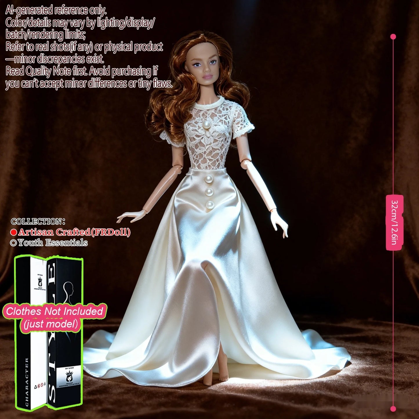 Pro-Grade 12.6in 1/6 BJD Doll - 12-Articulated Statue, Exquisite Makeup, Fluffy Hair, Desktop Ornament (No Clothing)
