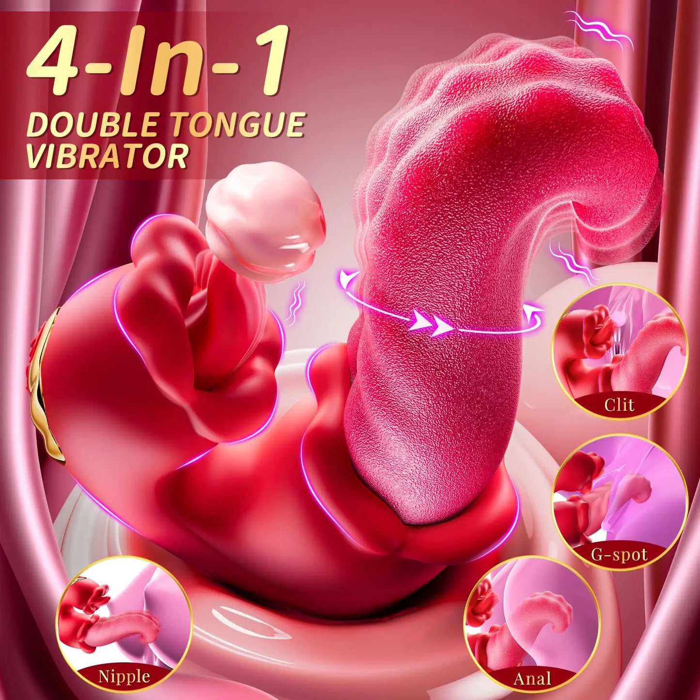 Sex Toys Realistic Tongue Vibrator for Women Adult Toy with 10 Licking Clitoral 10 Swing Vibration Modes Rose Toy Dildo Vibrador