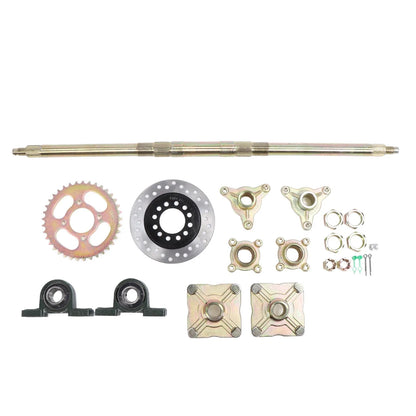 Heavy Duty 740mm Go Kart Rear Axle Kit with 37T Sprocket & Brake Disc for 50-150CC DIY ATVs Quads Drift Trikes