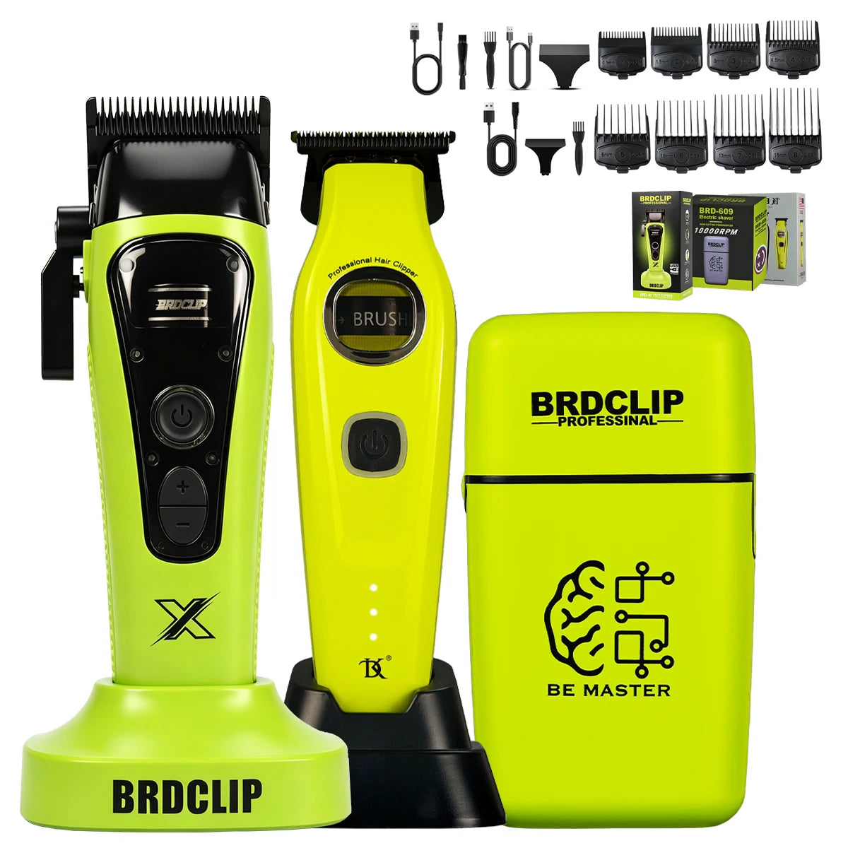 BRDCLIP Professional Magnetic Cover Hair Clipper 3-speed External Rotor Brushless Motor DK Trimmer Barber Shaver 609 10000RPM