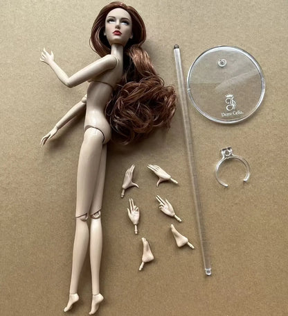 1/6 Female Super Model DC Doll Head Body Figure With Good Makeup Heads With 2 Pairs Hands 1 Feet and Clear Doll Stands