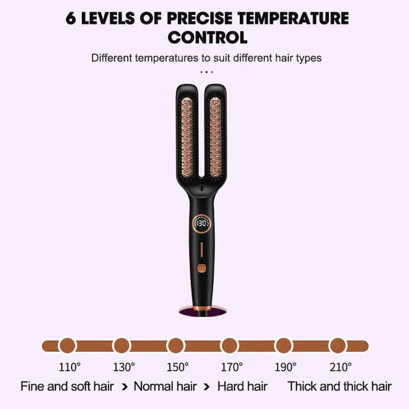 Electric Anti Frizz Hair Hot Comb Brush Straightener One Step 2 In 1 Ceramic Hair Straightener Brush With Lcd Digital Display
