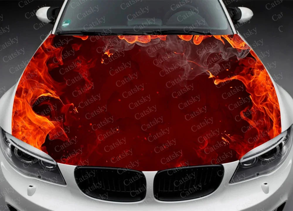 Car Accessories Hood Decal, Fire, Flame, Vinyl, Sticker, Graphic, Wrap Decals, Truck Graphic, Bonnet Sticky Paper, Skull, F150