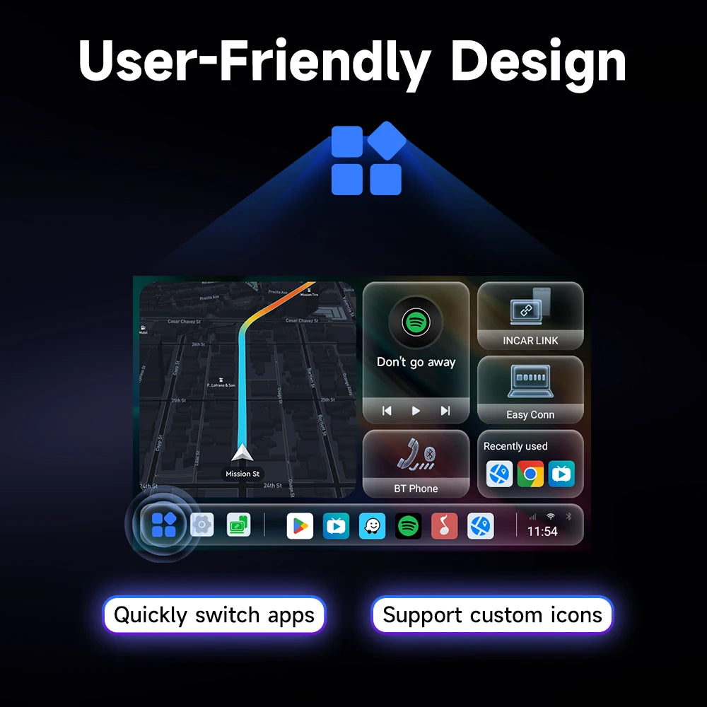 Android 13 HEYINCAR CarPlay AI Box Qualcomm SM6225 Wireless CarPlay Android Auto Smart TV Box For Netflix YouTube 4+64G 8+128G
