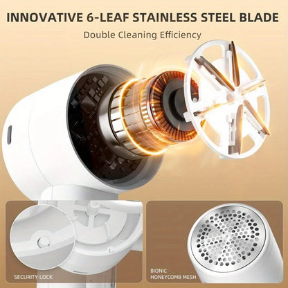 USB Rechargeable Fabric Shaver LED Display 6-Blade Electric Lint Remover Sweater Defuzzer Portable Clothes Fuzz Trimmer