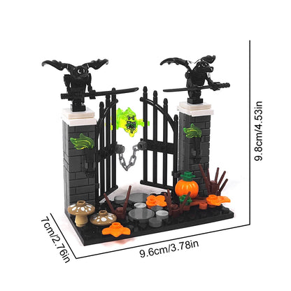 MOC Halloween Haunted House Building Block Toy Set DIY Assembly Horror Cemetery Scene Building Combination Party Decoration Gift