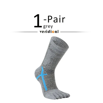 1/3 Pairs Man Sport Toe Terry Socks Long Cotton Compression Towel Bottom Bike Run Outdoor Basketball 5 Finger Calf Socks Damping