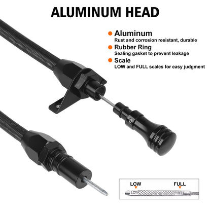 CNSPEED Oil Dipstick Tube with Stainless Steel Black Housing For GM 4L60E 4L80E Transmission Dipstick LS LS1 LS3 LS6 LSX Engine