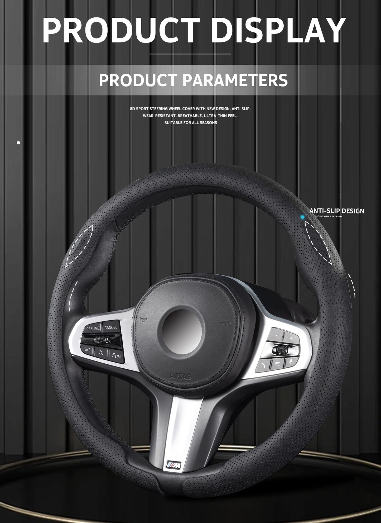 2026 New Ultra-Thin Car Steering Wheel Cover All-Season Universal  Anti-Slip Sweat-Absorbent Suede Nappa Automotive Interior