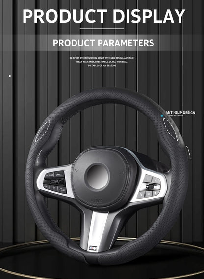 2026 New Ultra-Thin Car Steering Wheel Cover All-Season Universal  Anti-Slip Sweat-Absorbent Suede Nappa Automotive Interior
