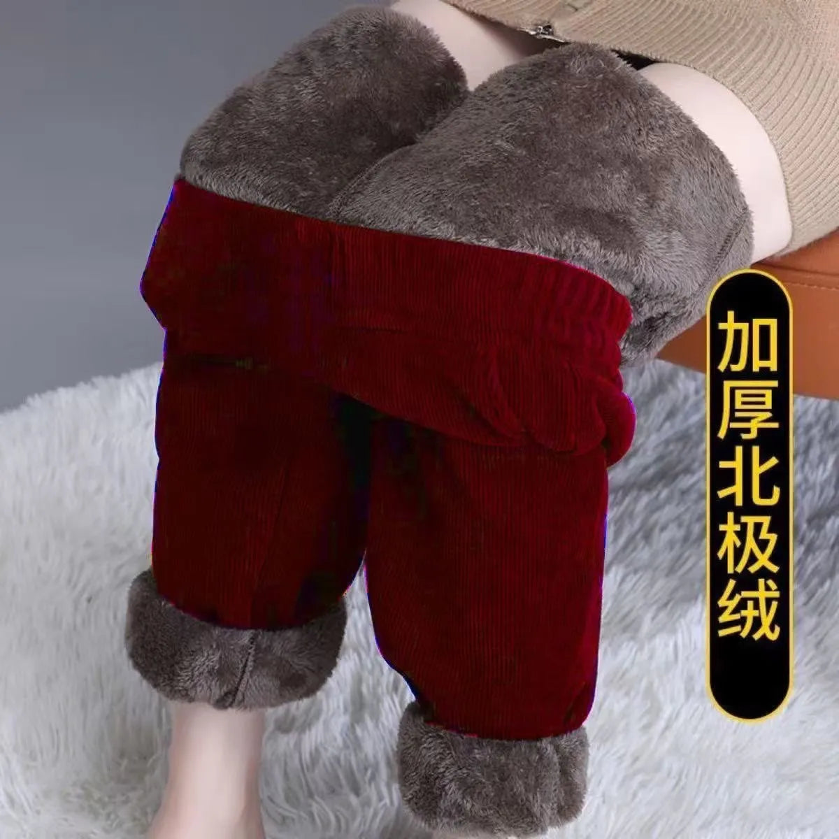High Waist Flannel Lined Thickened Corduroy Pants for Women Autumn Winter Casual Harlan Pants Versatile Comfortable Cotton Pants