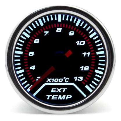 52mm Racing Gauge 12V LED Smoke Len -1~0~2 BAR Turbo Boost Water Temperature Oil Pressure Voltmeter Air Fuel Ratio Meter For 12V