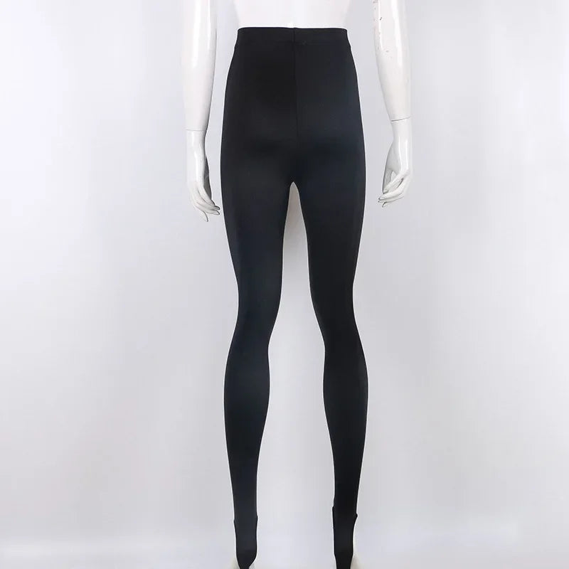 Talenza Women's Sexy Leggings Black Fashion Office Lady High-Waisted Skinny Trousers Autumn New Vintage Patchwork Female Pants