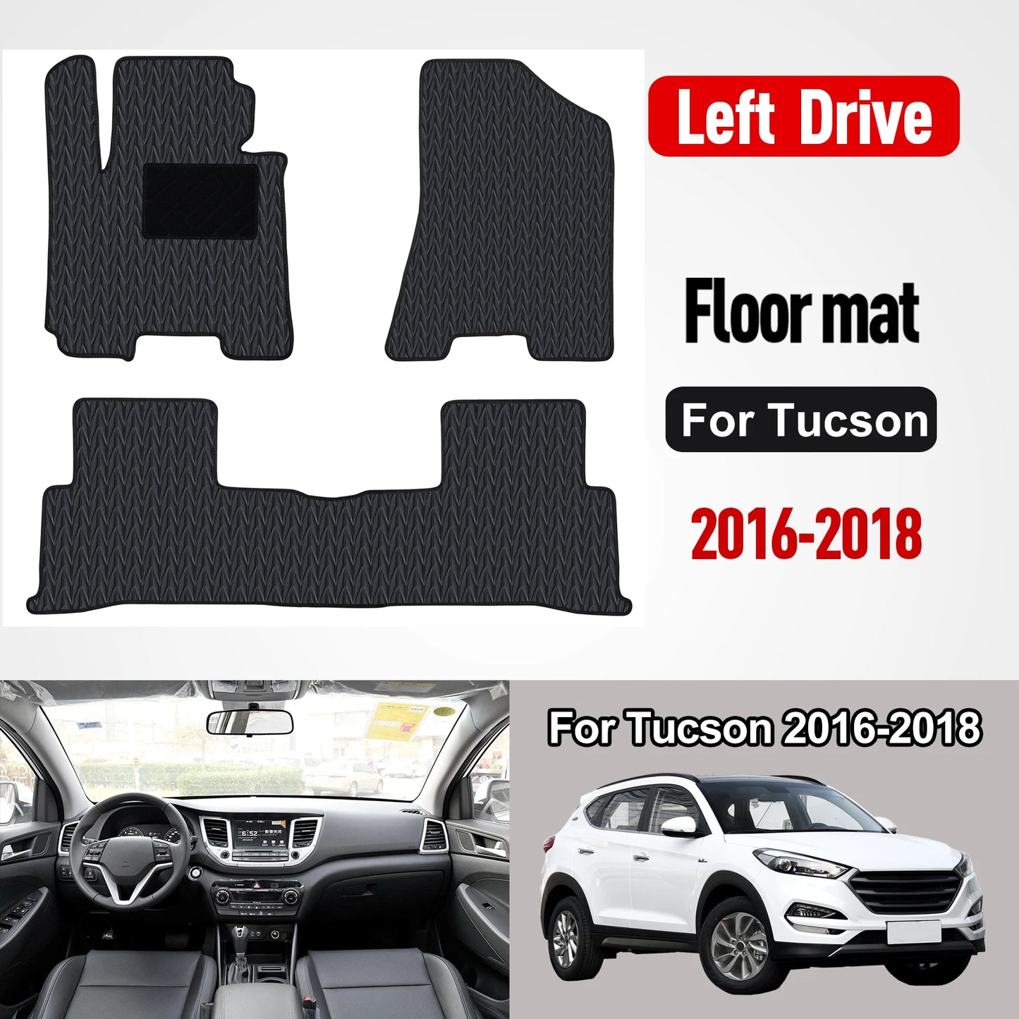 Custom car floor mat For Hyundai Tucson 2016-2018 Floor Mats All Weather Trunk Mats Floor Waterproof Non-Slip Cargo Liners Pad