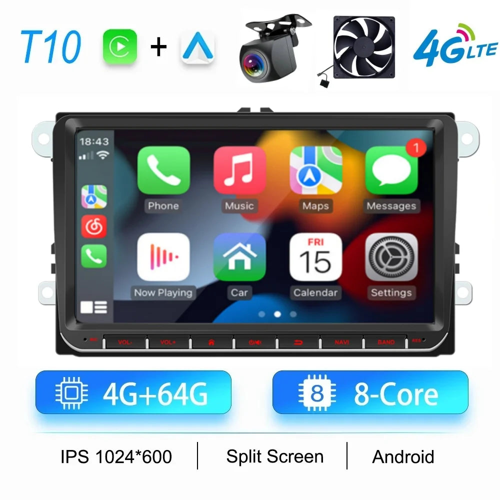 2Din Car Radio Android for Volkswagen Golf 5 6 Polo Passat B6 B7 CC Skoda Jetta Universal Multimedia Carplay Wifi GPS Navigation