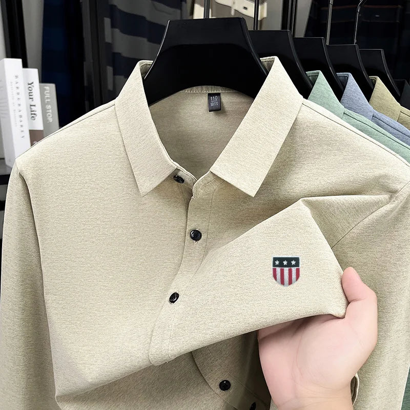 Quality New Man Long-Sleeved Shirt Lapel Single-Breasted Printing Spring Hot-Selling Shirt Leisure Fashion Trend Men's Clothing