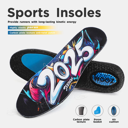【Xxin】Graffiti Style Sport Insoles Air Cushion Shock Absorption Running Shoes Pad Size 36-46