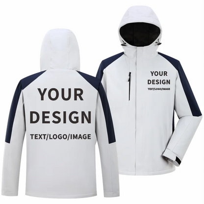 Winter Casual Jacket Custom Company Brand Logo Plus Velvet Warm Jacket Embroidery Design Team Hoodie Jacket Print Text Pattern