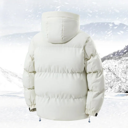 High Quality White Hooded Puffer Jacket Men Trend Solid Color Short Winter Padded Jackets Windproof Coat Thicken Warm Parkas Men