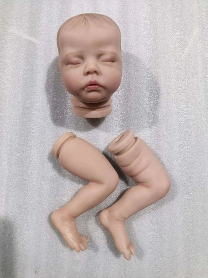 NPK 18inches Already Painted Sleeping Bebe Deliah Doll Kits Reborn Doll Unassembly DIY Reborn Doll Kit Gift for Children