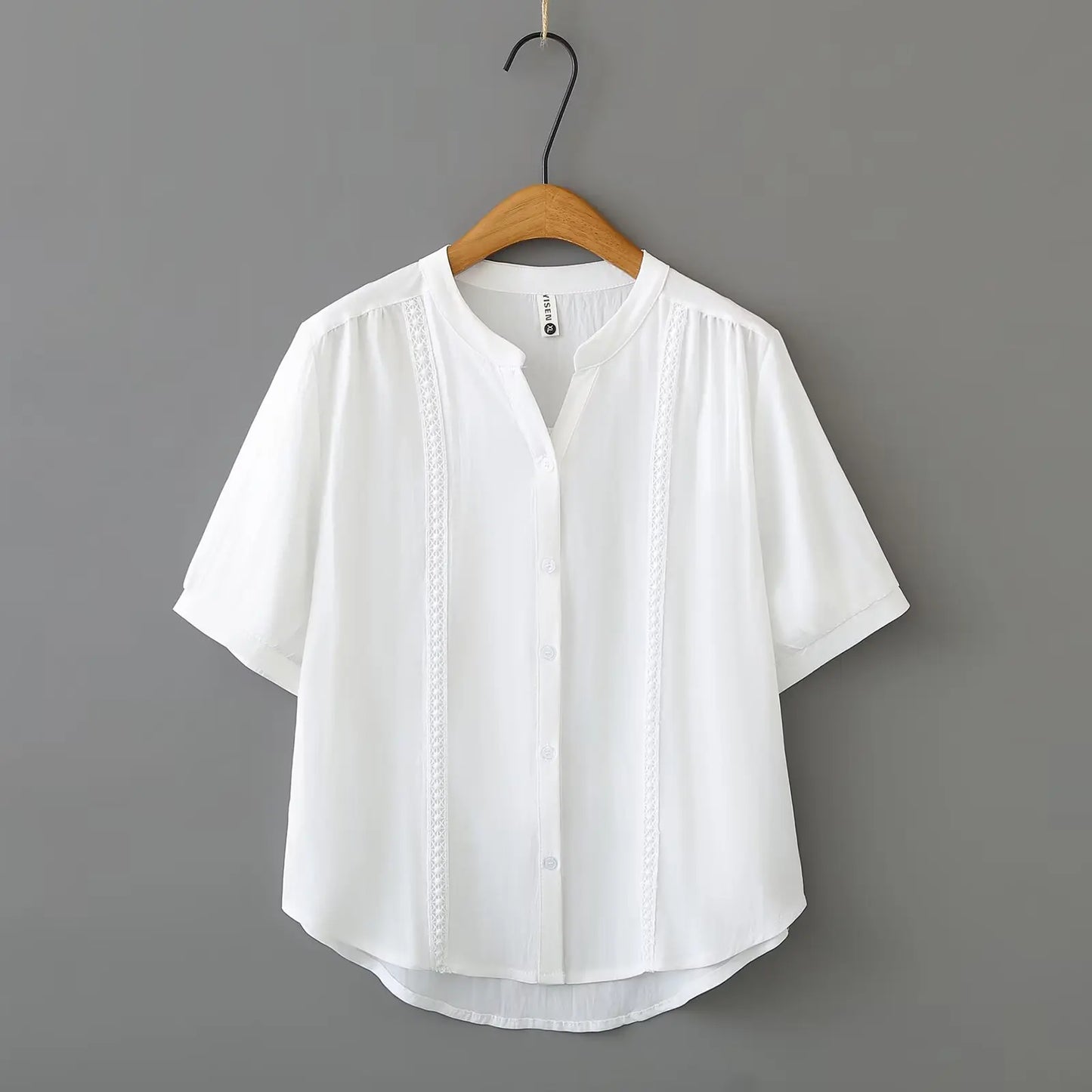Slimming Short Sleeve Shirt for plus Size Women Stylish French Style Loose Fit Summer Top Single Button Closure Regular Length