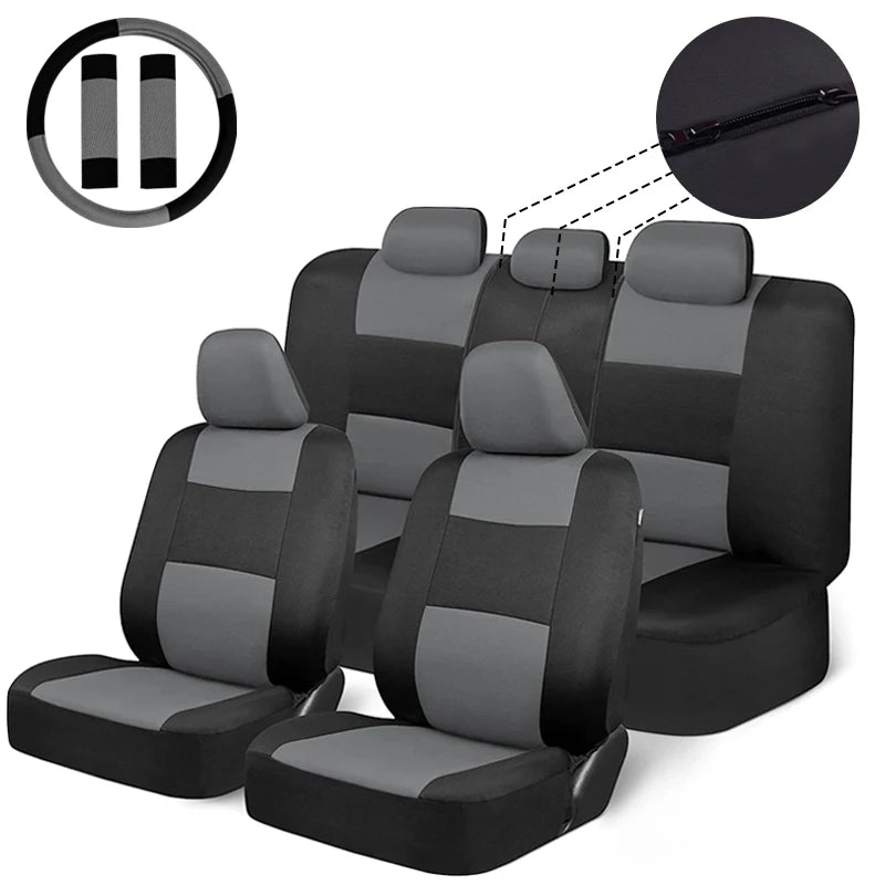 Universal Size Car Seat Covers Set With Steering Wheel Covers 2 Shoulder Protection Rear Seat Can Split Car Accessories Interior
