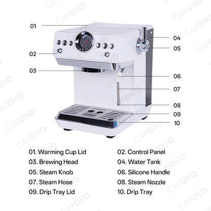 CAFOVO E160 58mm Semi-Auto Espresso Machine With PID Temp Control And Cold Brew Coffee Maker for Barista Latte Iced Americano