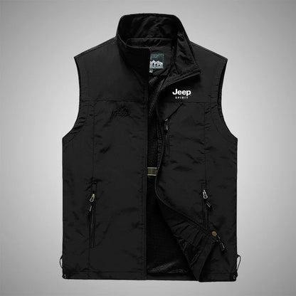 Jeep summer new vest men's outdoor leisure, middle-aged and young photography, fishing vest, horse clip sports jacket men