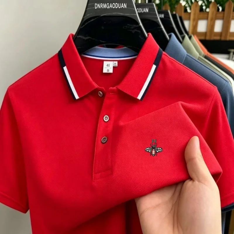 Summer New Designer Brand Exquisite Embroidery Breathable Men's Polo Shirt With Loose Casual Short-Sleeved T-Shirt and Collar