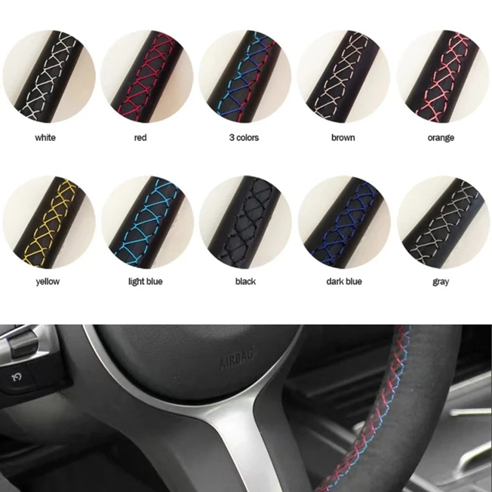 Anti-Slip Black Suede Braid Car Steering Wheel Cover Wrap For Seat Leon Cupra R Leon ST Cupra Leon ST Cupra Ateca Cupra Ateca FR