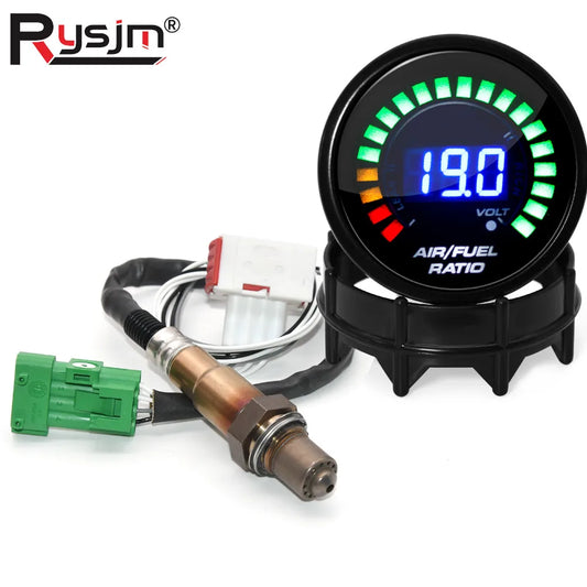 Universal 52mm Air Fuel Ratio Gauge LED Digital Display Smoked Car Gauge with Wideband O2 Oxygen Sensor Kit For 12V Cars