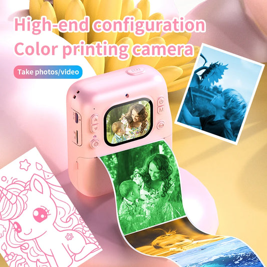 Children's Instant Print Camera Hd 1080P Capable of Taking Photos and Videos, Thermal Printing Instant Camera, Educational Toy for Babies, Birthday Gift / Children's Instant Print Camera, Hd Video Digital Camera, Portable Cam
