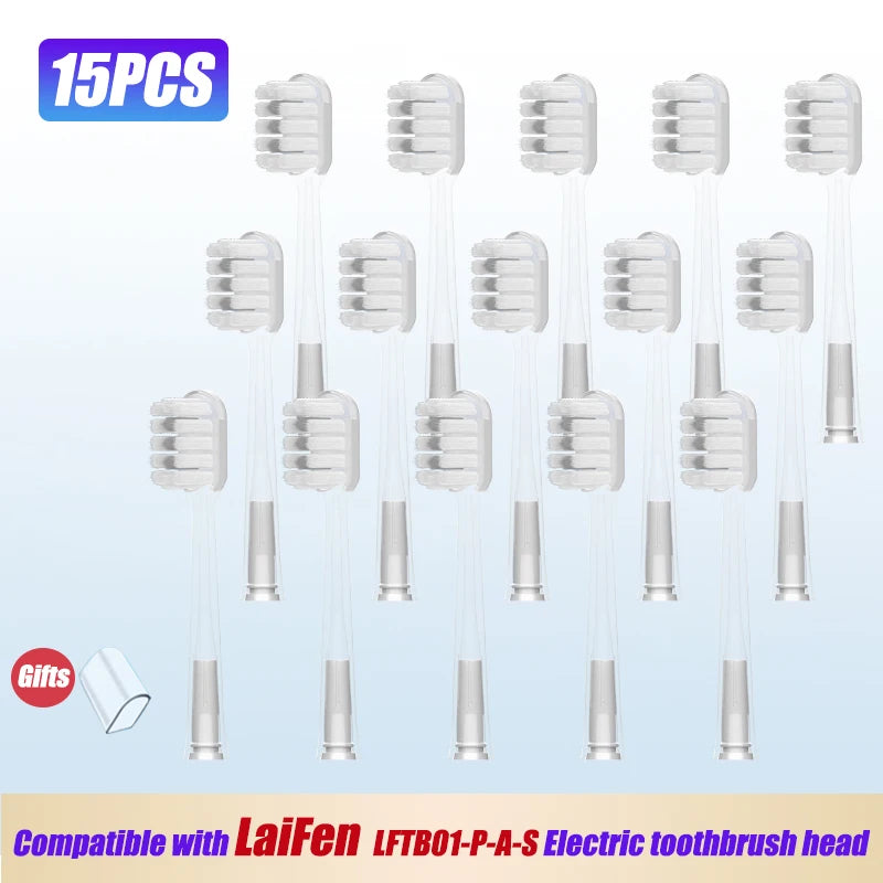 15pcs Brush Head Compatible with LaiFen LFTB01-P-A-S Sonic Electric Toothbrush Vacuum Packaging