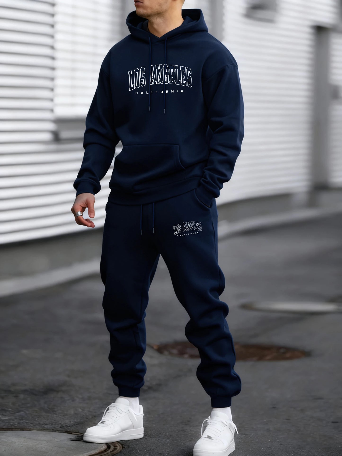 Usa California City Print Pullovers Men Fleece All-Match Sport Suits Autumn Warm Vintage Pants Unisex Loose Soft Hoodies