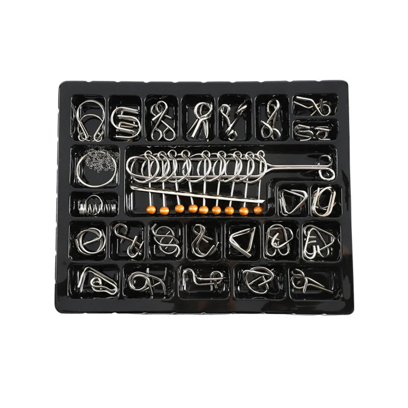 Metal Wire Puzzle Brain Teaser IQ Test Disentanglemen Iron Link Unlock Interlock Game Adults Kids Toys Solution Nine Ring