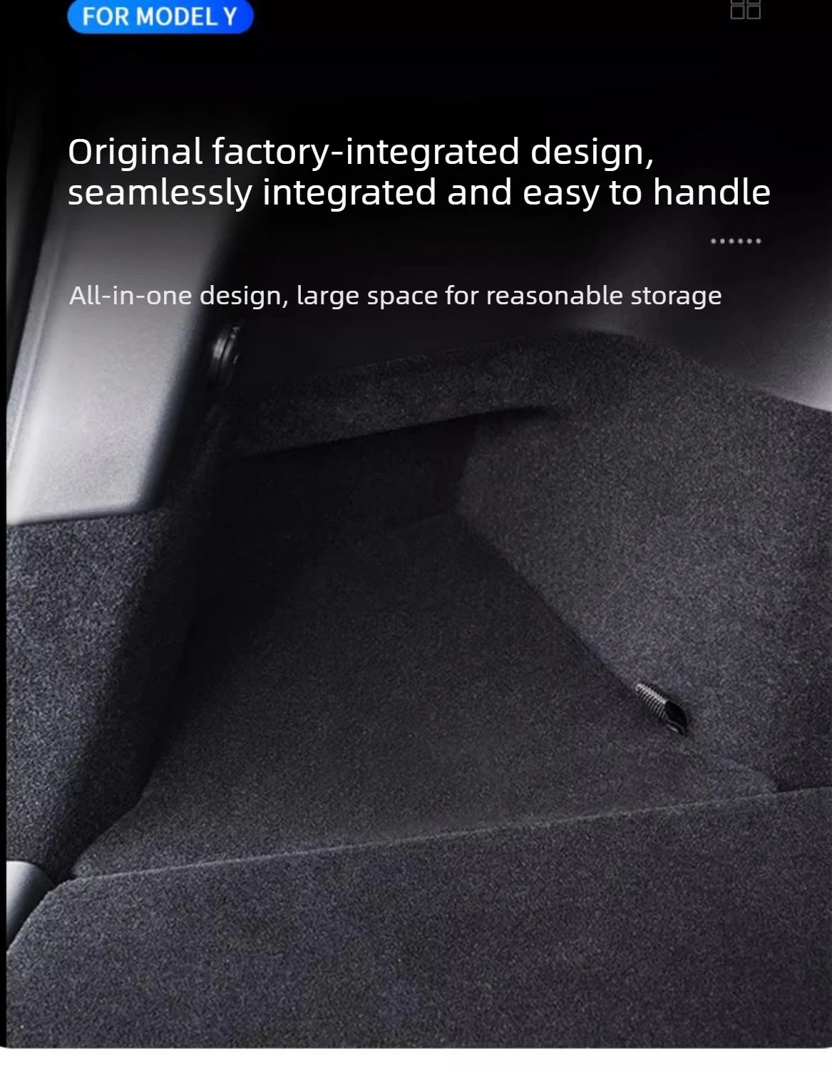 For Tesla Model Y Juniper 2025 2026 Launch Trunk Side Storage Box Boot Organizer Flocked TPE Mat Anti-dirty Travel Accessories
